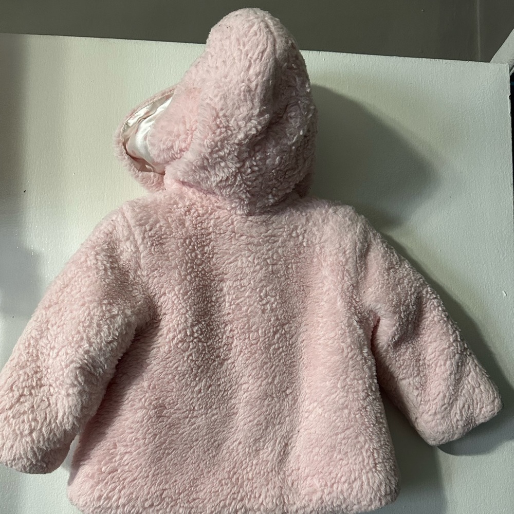 Little me Pink coat jacket with zipper in the front faux fur - Picture 7 of 12